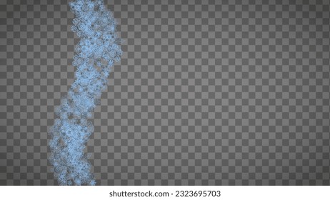 Snowflakes frame on transparent background. Christmas and Happy New Year. Isolated horizontal snowflakes frame for banners, gift cards, party invitation, partner compliment and special business offer