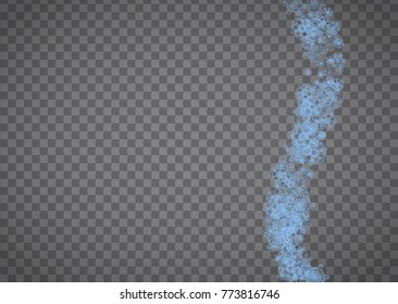 Snowflakes frame on transparent background. Christmas and Happy New Year. Isolated horizontal snowflakes frame for banners, gift cards, party invitation, partner compliment and special business offer