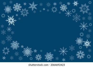 Snowflakes frame vector background, Christmas design template with place for text