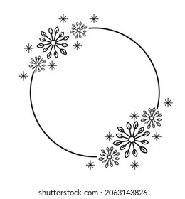 Snowflakes frame , white background, Christmas design collection. Vector illustration, merry christmas flake framework Festive drawing.