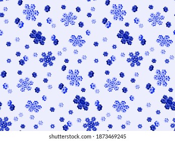 Snowflakes from gears. Christmas seamless pattern of gears laid out in the shape of snowflakes. Vector background.