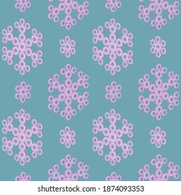 Snowflakes from gears. Christmas seamless pattern of gears laid out in the shape of snowflakes. Vector background.