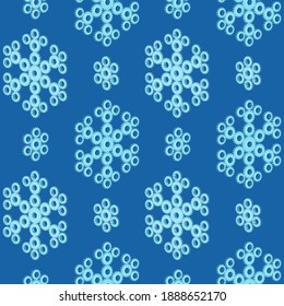 Snowflakes from gears. Christmas seamless pattern of gears laid out in the shape of snowflakes. Vector background.