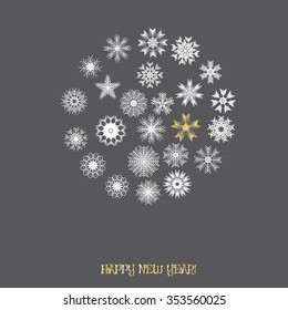 Snowflakes, geometric Christmas circle background
