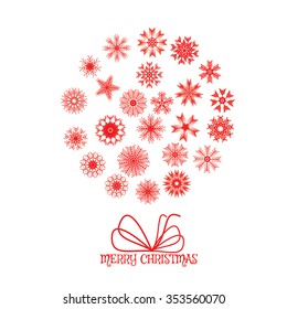 Snowflakes, geometric Christmas circle background