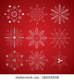 Snowflakes geometric collection – Vector, illustration