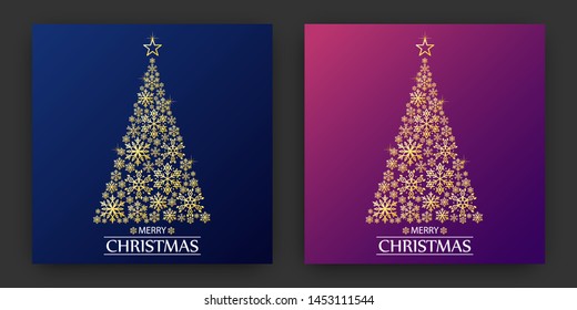 Snowflakes of geometric shapes on the gradient background. Can be used as Christmas card, background, web elements, etc.Vector illustration.