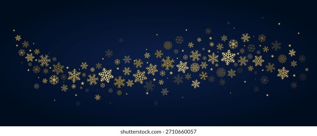 Schneeflocken glitzern Welle Grenze, Schneekurve Vektorhintergrund, Weihnachten funkelt Konfetti.