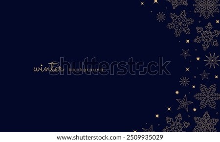Snowflakes with gold lines. Stylish backgrounds. Abstract backgrounds for winter.