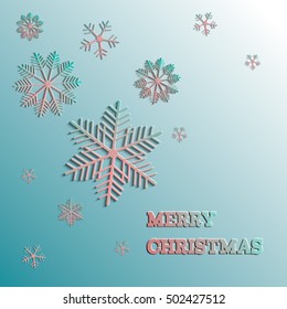 Snowflakes greeting card. Background for winter and christmas theme. Vector illustration. Vector christmas snowflake paper. Merry christmas.
