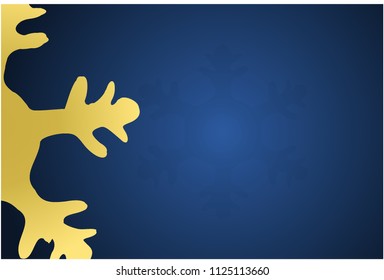 Snowflakes greeting web background texture vector illustration golden over blue