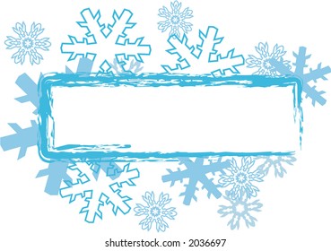 Copos de nieve con borde de borrón para texto.