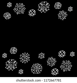 Snowflakes.  Hand drawn vector illustration. Christmas and New Year background.