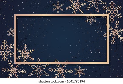Snowflakes Happy New Year Holiday Greeting Card Background Template