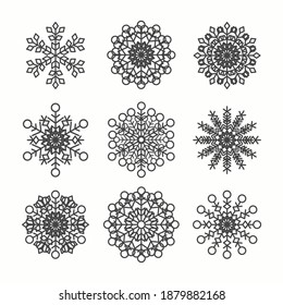Snowflakes. Ice set. Crystal geometric shapes. Vector illustration - eps.