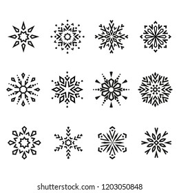 Snowflakes icon collection. Graphic vector modern ornament.