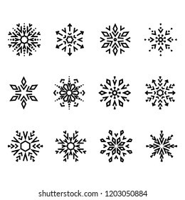 Snowflakes icon collection. Graphic vector modern ornament. Snowflakes icon collection. Graphic vector modern ornament.
