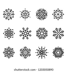 Snowflakes icon collection. Graphic vector modern ornament.