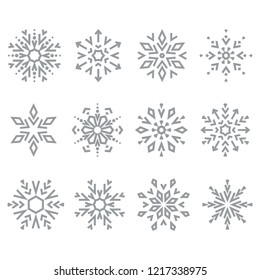 Snowflakes icon collection. Graphic vector modern grey ornament. Snowflakes icon collection. Graphic vector modern grey ornament.