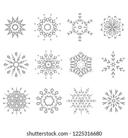 Snowflakes icon collection. Graphic vector modern ornament.