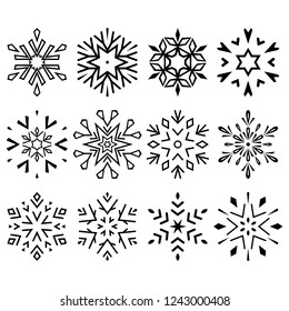 Snowflakes icon collection. Graphic vector modern ornament.
