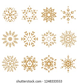 Snowflakes icon collection. Graphic vector modern ornament.