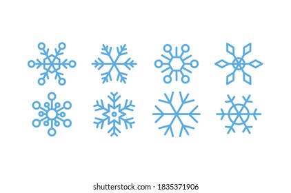 Snowflakes icon collection. Set of snow flake icons. Geometric shapes for christmas and new year decoration. 