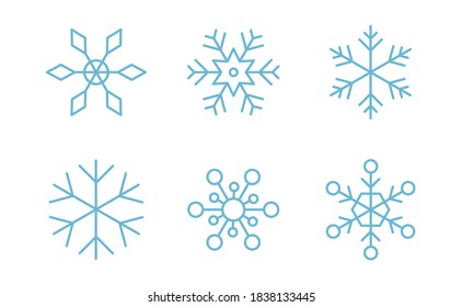 Colección de iconos de copos de nieve. Conjunto de iconos de copos de nieve. Formas geométricas para navidad y decoración de año nuevo. 