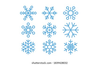 Snowflakes icon collection. Set of snow flake icons. Geometric shapes for christmas and new year decoration. 