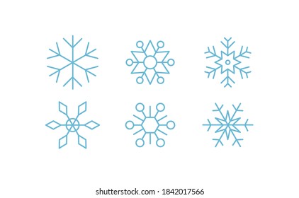 Snowflakes icon collection. Set of snow flake icons. Geometric shapes for christmas and new year decoration. 