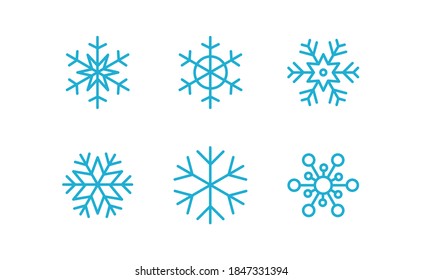 Colección de iconos de copos de nieve. Conjunto de iconos de copos de nieve. Formas geométricas para navidad y decoración de año nuevo. 