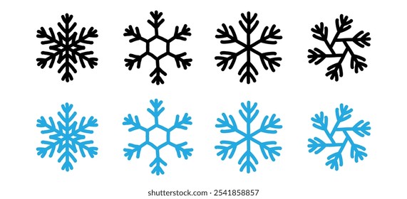 Flocos de neve ícone doodle mão desenho bagunçado esboço frio inverno neve