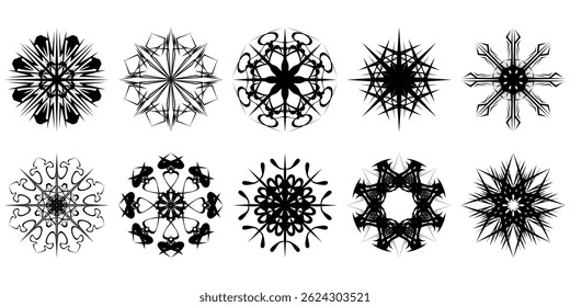 O ícone flocos de neve apresenta flocos de neve delicados e simétricos, simbolizando inverno, frio e singularidade. Estes flocos de neve adicionam um toque gelado, como cada design flocos de neve brilha com charme gelado. vetor.