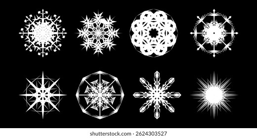 O ícone flocos de neve apresenta flocos de neve delicados e simétricos, simbolizando inverno, frio e singularidade. Estes flocos de neve adicionam um toque gelado, como cada design flocos de neve brilha com charme gelado. vetor.