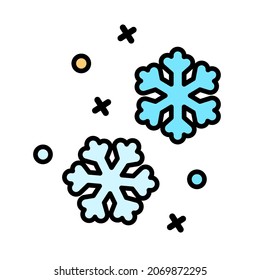 Snowflakes icon. Flat line vector illustration. New year 2023