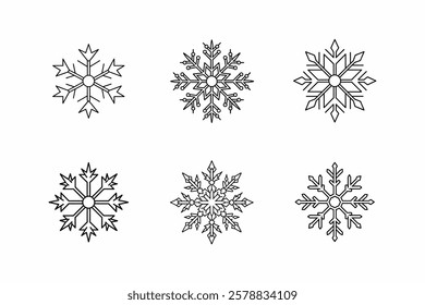 snowflakes icon line art vector illustration