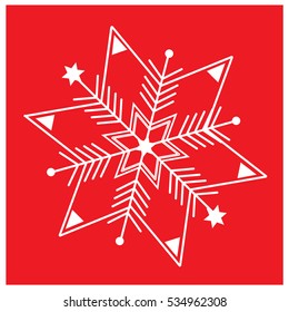 Snowflakes Icon on red christmas background