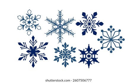 Snowflakes icon set, design vector. Blue snowflakes icons. Snowflakes template. Snow winter. sstkchristmas