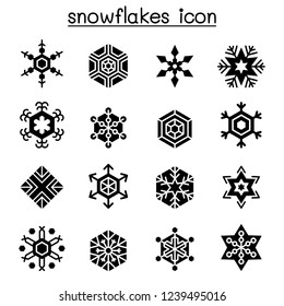 Snowflakes icon set in flat style