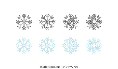 Snowflakes icon set. Flat style. Vector icons