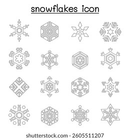 Snowflakes icon set in flat style