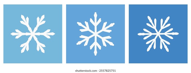 Snowflakes icon set on blue backgrounds vector.