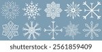 Snowflakes icon set. Snow sign. Snowflakes template. Snowflake winter. Snowflakes icons. Winter icon. Snowflake collection. Vector Illustration. Vector Graphic. EPS 10
