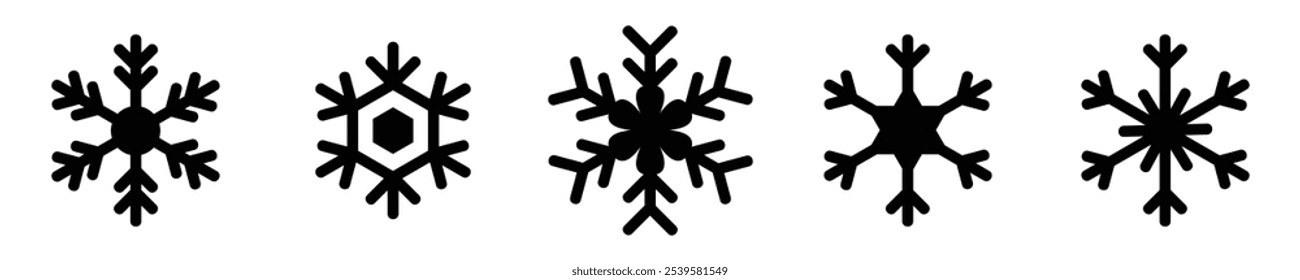 Conjunto de ícones de flocos de neve. Sinal de neve. Vetor de flocos de neve. Inverno em floco de neve. Ícones de flocos de neve. Ícone de inverno. Ícones de neve. Neve.
