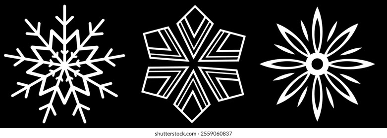 Snowflakes icon set. Snow sign. Snowflakes template. Snowflake winter. Snowflakes icons. Winter icon. Snowflake collection. Vector Illustration. Vector Graphic. EPS 10
