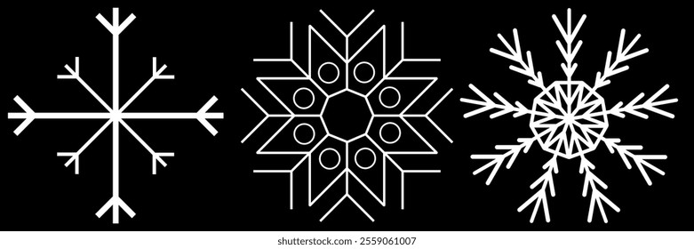 Snowflakes icon set. Snow sign. Snowflakes template. Snowflake winter. Snowflakes icons. Winter icon. Snowflake collection. Vector Illustration. Vector Graphic. EPS 10
