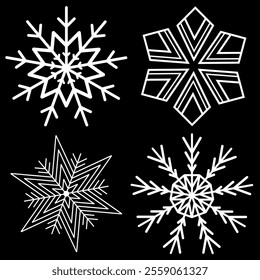 Snowflakes icon set. Snow sign. Snowflakes template. Snowflake winter. Snowflakes icons. Winter icon. Snowflake collection. Vector Illustration. Vector Graphic. EPS 10
