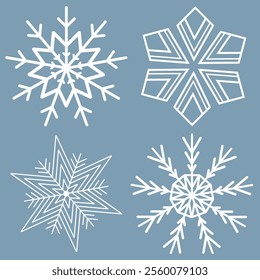 Snowflakes icon set. Snow sign. Snowflakes template. Snowflake winter. Snowflakes icons. Winter icon. Snowflake collection. Vector Illustration. Vector Graphic. EPS 10
