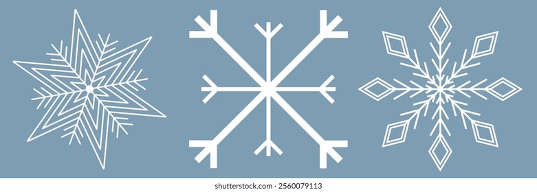 Snowflakes icon set. Snow sign. Snowflakes template. Snowflake winter. Snowflakes icons. Winter icon. Snowflake collection. Vector Illustration. Vector Graphic. EPS 10
