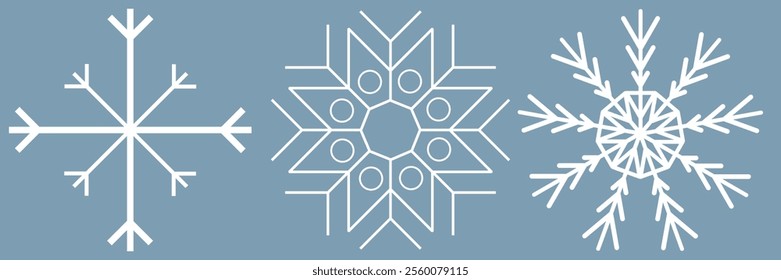 Snowflakes icon set. Snow sign. Snowflakes template. Snowflake winter. Snowflakes icons. Winter icon. Snowflake collection. Vector Illustration. Vector Graphic. EPS 10
